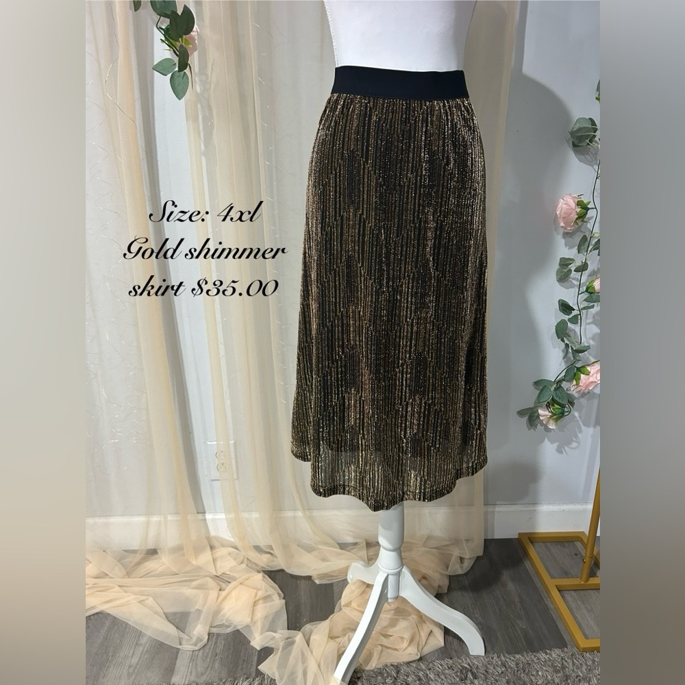 Elegant Gold Midi Skirt